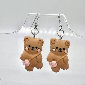 Teddy Bear Earrings - Baby Shower Earrings - Gender Reveal Earrings - DDLG